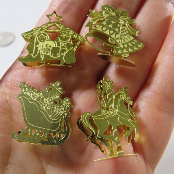 Vintage Gold Tone Ornaments Stands or Hangs (13) + Angle with bell - Picture 5 of 12